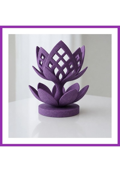 Bezos 3d Baskı Lotus Çiçeği Mumluk - Dekoratif Tealight Mumluk-mor Bty