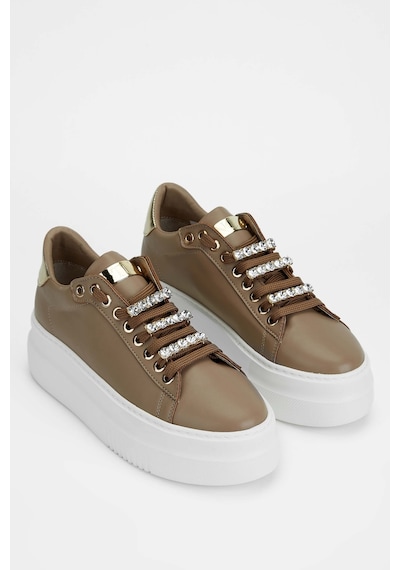 Tamer Tanca Kadın Vegan Bej Sneakers & Spor Ayakkabı 1009 001 Bn Ayk Sk23/24 Vızon Cılt Vizon