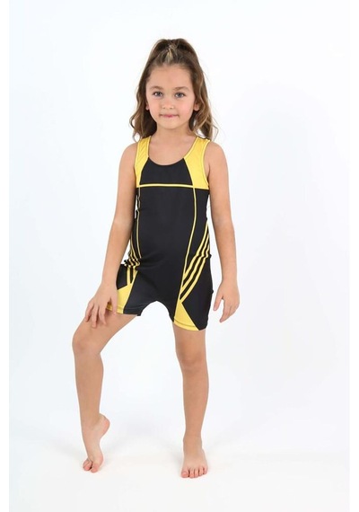 My Kids Wear Yüzücü Şortlu Kız Çocuk Mayo Sarı - Siyah