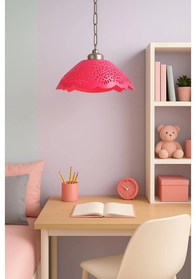 Fuşya Akrilik Avize Soft Pembe Modern Aydınlatma 35x35x12 Cm Çok Renkli