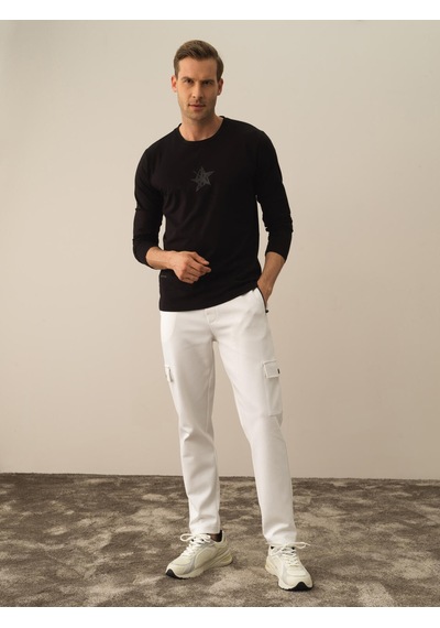 Xint Siyah Modal Dokulu Slim Fit Uzun Kollu Tişört 502046