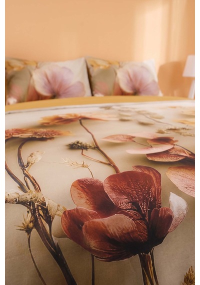 Gold Eloni 3d Flower Çift Kişilik Nevresim Takımı 4 Parça