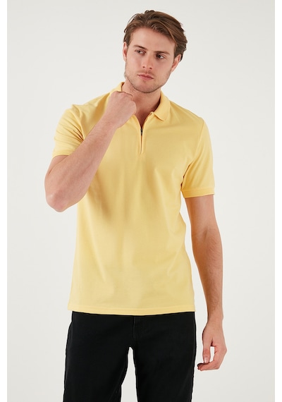 Buratti Pamuklu Regular Fit Yarım Fermuarlı Erkek Polo Yaka T Shirt 5901029 Sari