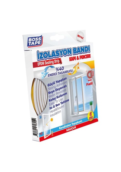 Boss Tape Boss Kapı Pencere İzolasyon Fitili Bandı Beyaz 2x3mt