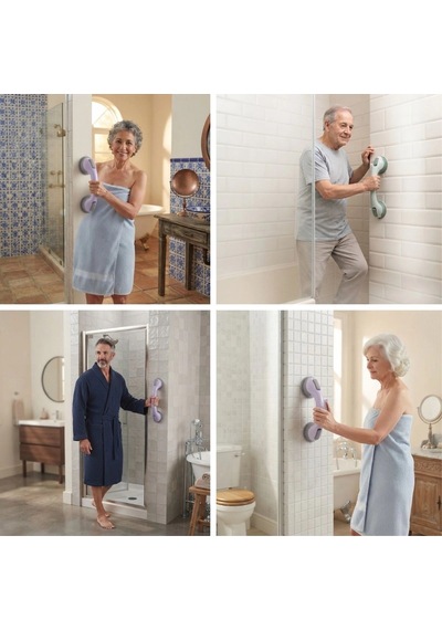 Ergonomik Vantuzlu Banyo Tutacağı - Kayma Önleyici Güvenlik 30 Cm Diğer