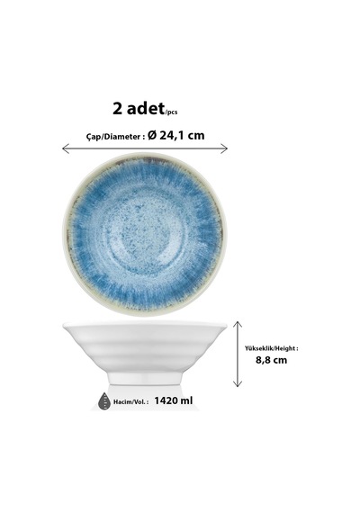 Happy Chef Blue Iris 2'li Salata Kasesi Seti, Ø 24,1 Cm - H.8,8 Cm 1420 Ml, Thermoset Melamin mavi