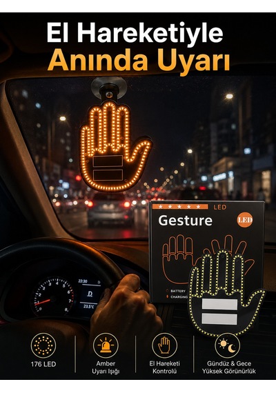 Pilli Led Işık Araç Camı İçin Uzaktan Kumandalı El Simgesi Çokrenkli 99859889