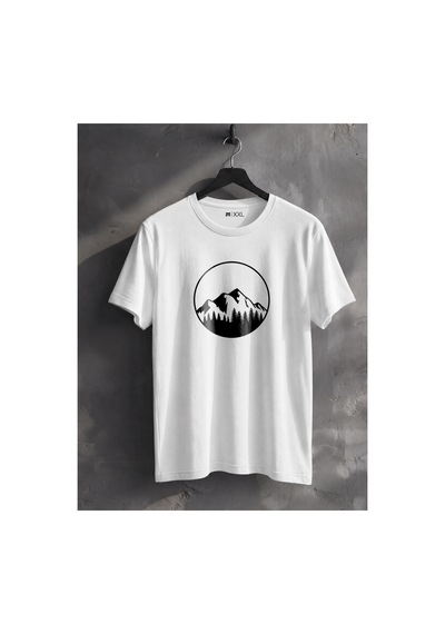 North Whiskers Doğa Ve Dağ Silüeti Baskılı %100 Pamuklu Unisex Tişört Beyaz - 874915167 Beyaz - 874915167 Beyaz