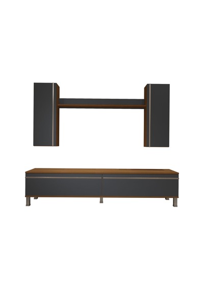 Decoraktiv Eko 7 Mdf Std Krom Ayaklı Tv Ünitesi Tv Sehpası Ceviz - Antrasit