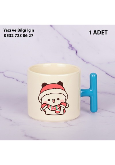 Dudu Ve Bubu Yılbaşı Yeni Yıl Tasarımlı Kişiye Özel İsimli T Kupa Bardak Sevgiliye Hediye Mavi