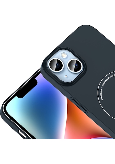 Maks Technology iPhone Uyumlu 14 Kılıf M-safe Şarj Özellikli Kamera Korumalı Mkst Elio Sert Pc Kapak - Lacivert