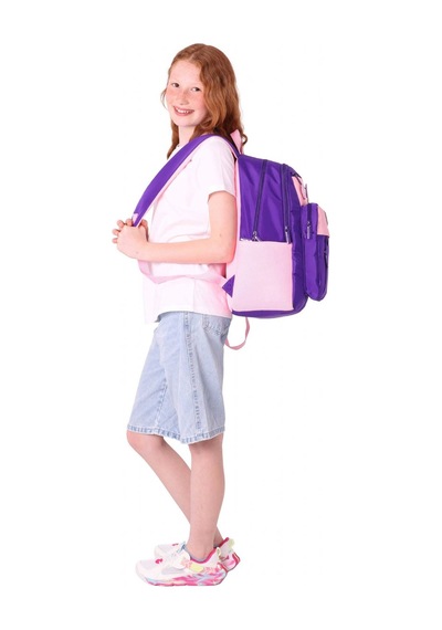 Kauko Holiday Kız Çocuk Altı Bölmeli Rozetli Okul Sırt Çantası - Mor Pembe - K1829 Mor - Pembe