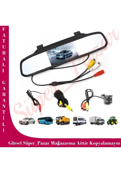 Kingvox 4.3" Ayna Monitör + Araç Geri Görüş Park Kamerası N11.263