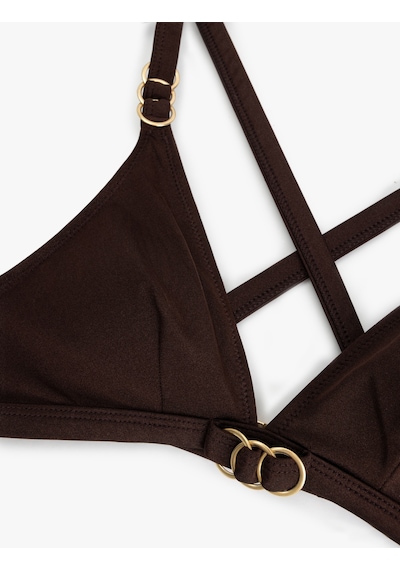 Koton Aksesuar Detaylı Arkası Çapraz Askılı Üçgen Bikini Kahverengi 5sak10058mm Kahve