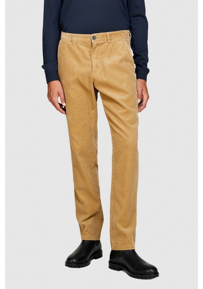 Sisley %100 Koton Slim Fit Fitilli Kadife Pantolon Erkek Bej T-shirt - 323a4sfrsf03d