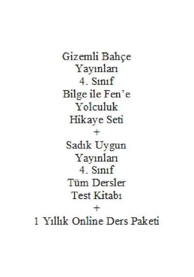 4. Sınıf Hikaye Kitabı Seti Gizemli Bahçe Bilge ile Fen'e Yolculuk + Sadık Uygun Yayınl Dersler Test Okul Çocuk Kitapları 33296282