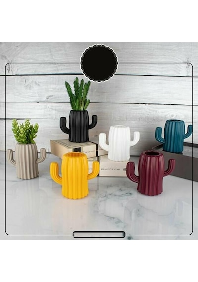 Kaktüs Saksı Kaktüs Şekilli Kalemlik Dekor Çiçeklik Saksı Plastik Kaktüs Biblo Bpa İçermez 11 Cm 001