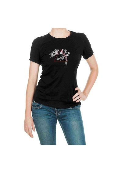 Lady Gaga Red Logo Baskılı Siyah Kadın Tshirt