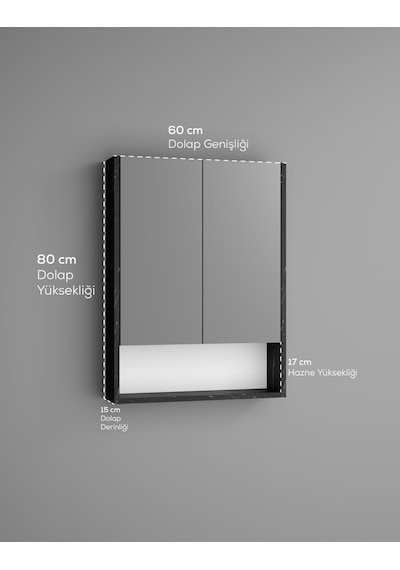 Lotus Mdf 2 Kapaklı Aynalı Banyo Dolabı Lavabo Üstü Dolap Çok Amaçlı Banyo Dolabı Bendir