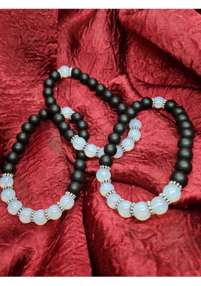 Gümüştel El Sanatları Sertifikalı Opal Ve Oniks Doğal Taş Bileklik 8mm Çok Renkli