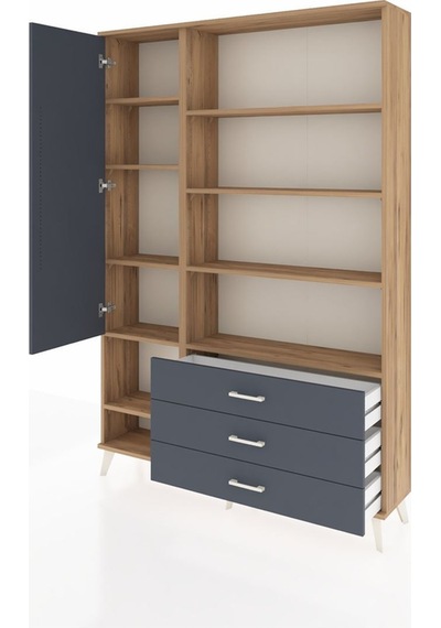 Arges Dolap 9 Raflı 3 Çekmeceli Tek Kapaklı 132x30x195 Çam-antrasit/antrasit Antrasıt/antrasıt Arges Dolap 9 Raflı 3 Çekmeceli Tek Kapaklı 132x30x195 Çam-antrasit/antrasit Antrasıt/antrasıt