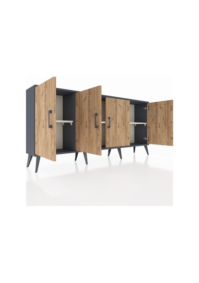 Arges Konsol 3 Raflı 4 Kapaklı 176x30x83 Antrasit-çam/aytaşı Çam/aytaşı Arges Konsol 3 Raflı 4 Kapaklı 176x30x83 Antrasit-çam/aytaşı Çam/aytaşı