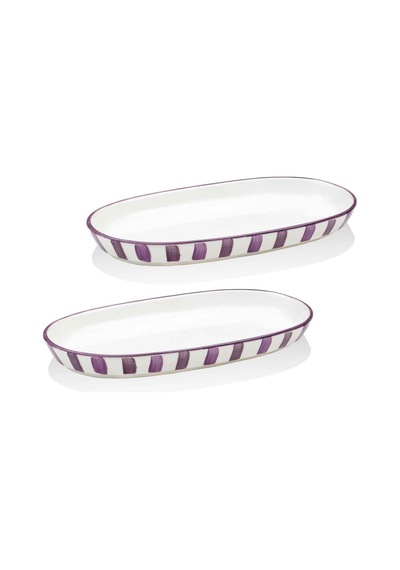 The Mia Joy0018 Joy Oval Servis 2 Li Set Mor 14x26x3 Cm Mor - Kırmızı