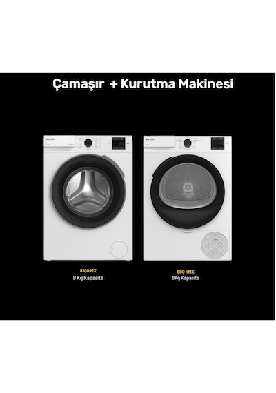 Arçelik 8100 MX Çamaşır Makinesi - 800 KMX Kurutma Makinesi