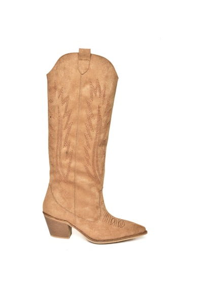 Fox Shoes T267765202 Taba Süet Kovboy Model Kadın Çizme Taba-Süet