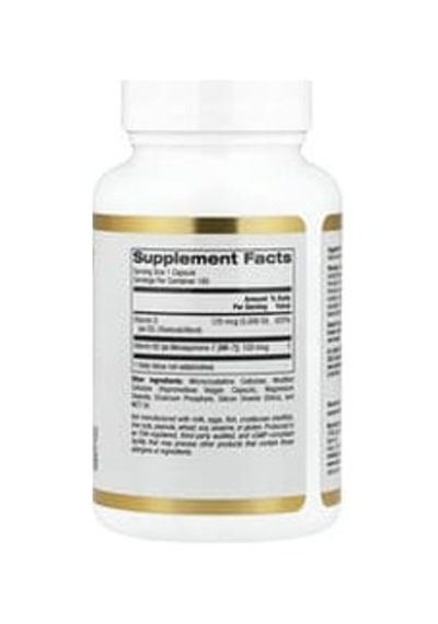 California Gold Nutrition, Vitamin D3 + K2 As Mk-7, 180 Veggie Capsules