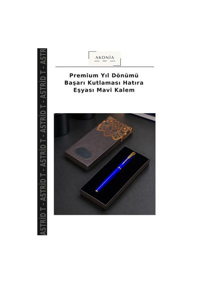 Premium Yıl Dönümü Başarı Kutlaması Hatıra Eşyası Mavi Kalem Çok Renkli