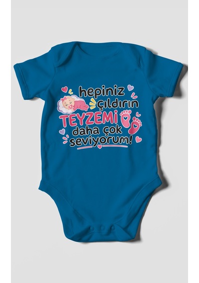 Morivokids Teyzeye Özel Kısa Kollu Bebek Body %100 Pamuk Zbn195-kk Koyu Mavi