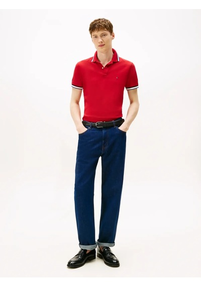 Tommy Hilfiger Cuff Interest Slım F, Xld Kırmızı Erkek Polo Yaka T-shirt