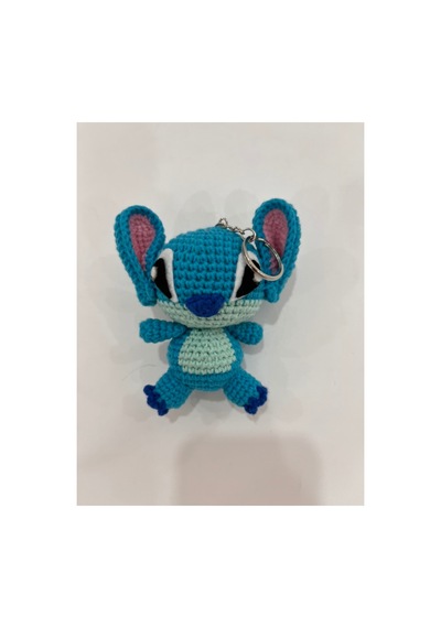 El Yapımı Amigurumi Mavi Canavar Anahtarlık - Örgü Figür, 11 Cm Mavi Mavi