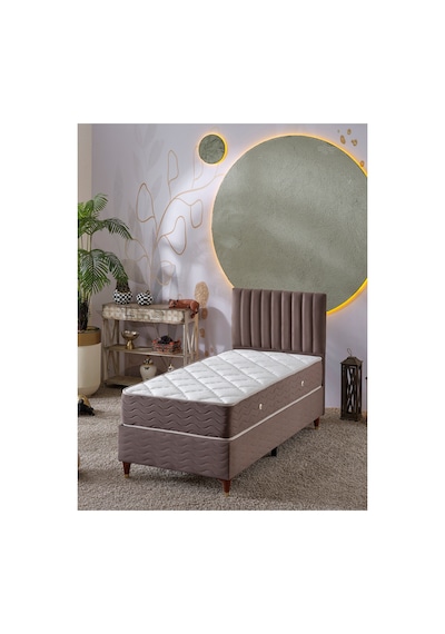 Beehanem Ezgi Geniş Tek Kişilik Başlık + Yatak + Baza Seti 100x200 Kahverengi Premium Konfor 3'lü 100 x 200