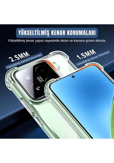 Tr Xiaomi 15 Pro İle Uyumlu Darbe Önleyici Sararmaya Dayanıklı Airbag Korumalı Ultra Slim Tpu Şeffaf Silikon Kılı