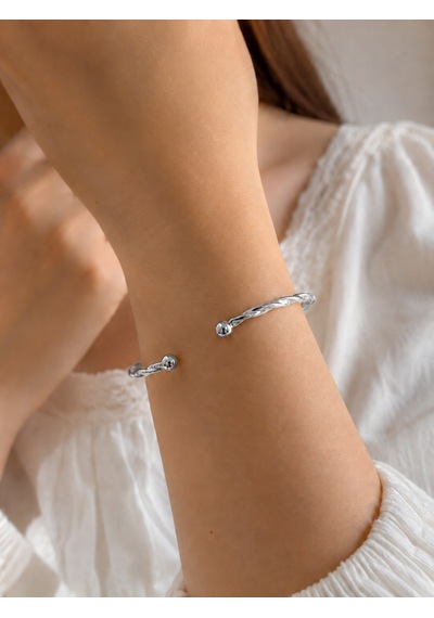 Twist Silver Açık Uçlu Bileklik Gümüş