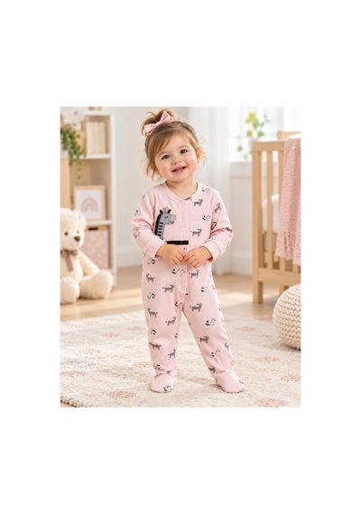 Messlife Zebra Desenli Bebek Tulumu Pembe - 929694384 Pembe