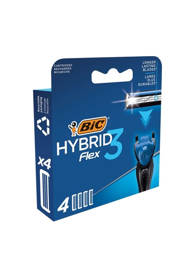 Hybrid 3 Flex 4'lü Yedek Tıraş Bıçağı Kartuşu, 3 Nano Teknolojik Titanyum Bıçak, E Vitaminli Geniş Kayganlaştırıcı Band