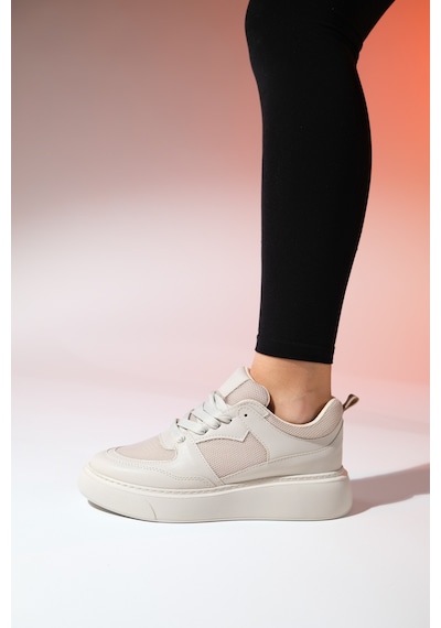 Luvishoes Pure Bej Cilt Kadın Spor Ayakkabı Bej