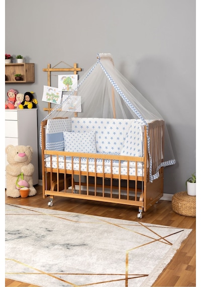 Ahşap Beşik Anne Yanı Beşik Vernikli 60x120 - Mavi Yıldız Tek Yastık Uyku Seti+yatak+tekerlekli Ahşap Ahşap Beşik Anne Yanı Beşik Vernikli 60x120 - Mavi Yıldız Tek Yastık Uyku Seti+yatak+tekerlekli Ahşap
