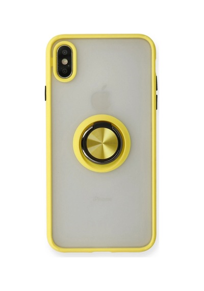 Newface - 779 - iPhone Uyumlu X Kılıf Montreal Yüzüklü Silikon Kapak - Csmo-tex - - Sarı