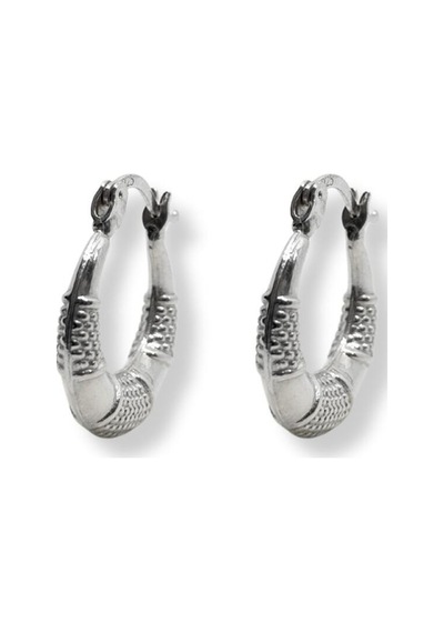 Oya Silver Croissant Desenli Yarım Ay Gümüş Kadın Halka Küpe 1.5x1.5cm