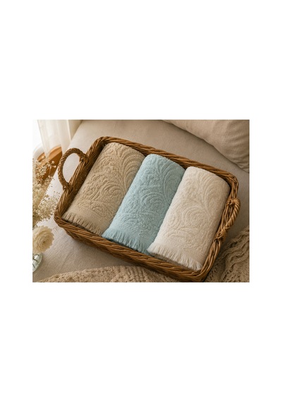 3'lü Jakarlı Püsküllü Mutfak Havlusu Seti 30x50 Cm %100 Pamuk - Sagepearl Çok Renkli