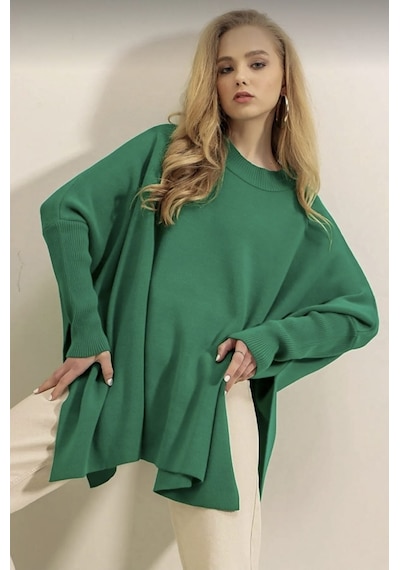 Oversize Panço Model Kazak Yırtmaçlı Rahat Model Yeşil