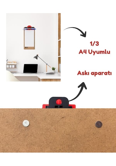 Temel 1/3 A4 Ahşap Sekreterlik Otomatik Mekanizmalı Kalem Tutma Aparatlı