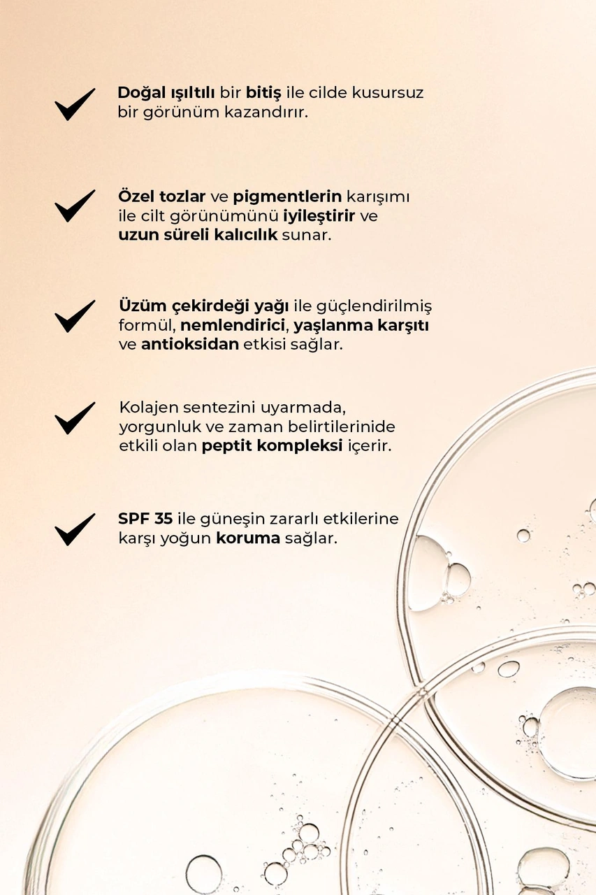Alix Avien Güneş Koruyucu SPF35+ Nemlendirici Etkili Kremsi Likit Fondöten Liquid Foundation 310 Pale Camel