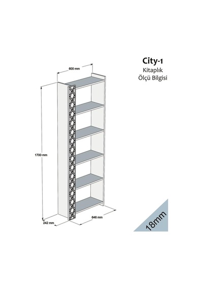 Tr City Kitaplık Ceviz/mavi Genel