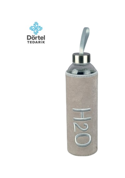 H2o Peluş Kılıflı Cam Matara 600 Ml Sütlü Kahve