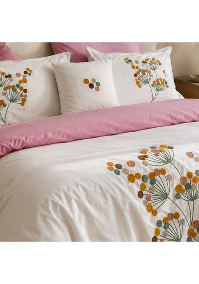 Azalea Nakışlı 7 Parça Çift Kişilik Nevresim Takımı Pudra-beyaz